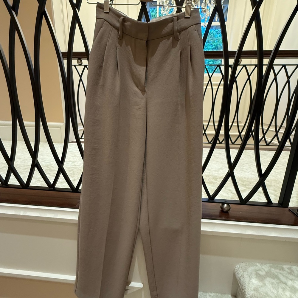 Wilfred Tan Trousers with Flowing Wide-Leg Design